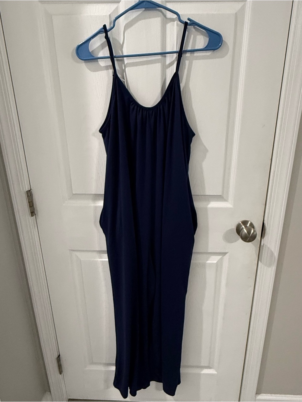 Navy Slip Maxi Dress with Spaghetti Straps